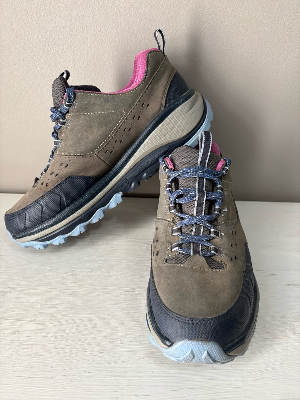 Hoka One One Taupe and Pink Women's Trail Shoes